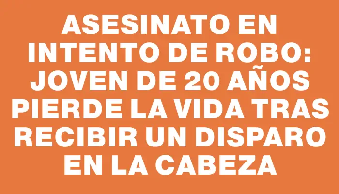 Asesinato en intento de robo: joven de 20 años pierde la vida tras recibir un disparo en la cabeza