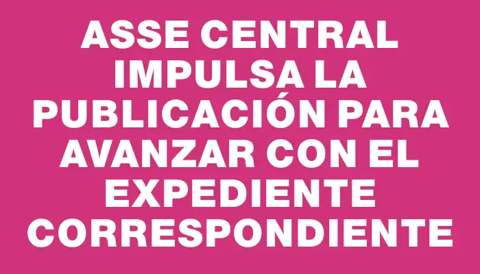 asse central impulsa la publicación para avanzar con el expediente correspondiente