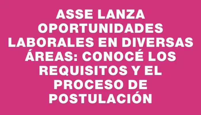 Asse lanza oportunidades laborales en diversas áreas: Conocé los requisitos y el proceso de postulación