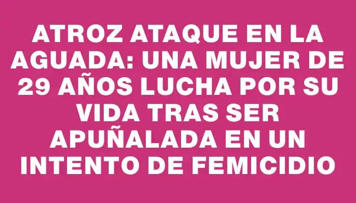 Atroz ataque en La Aguada: una mujer de 29 años lucha por su vida tras ser apuñalada en un intento de femicidio