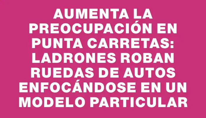 Aumenta la preocupación en Punta Carretas: ladrones roban ruedas de autos enfocándose en un modelo particular