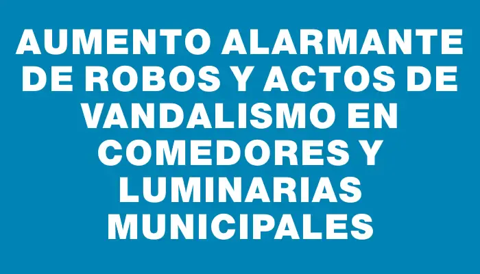 Aumento alarmante de robos y actos de vandalismo en comedores y luminarias municipales