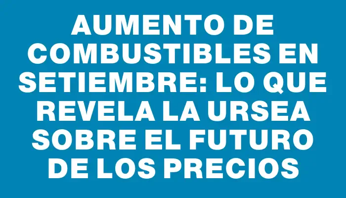 Aumento de combustibles en setiembre: lo que revela la Ursea sobre el futuro de los precios