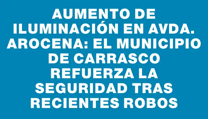 Aumento de iluminación en Avda. Arocena: el municipio de Carrasco refuerza la seguridad tras recientes robos
