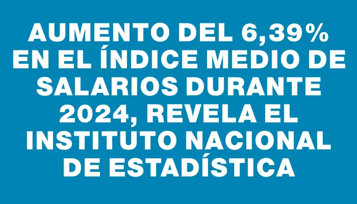 Aumento del 6,39% en el Índice Medio de Salarios durante 2024, revela el Instituto Nacional de Estadística