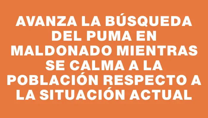 Avanza la búsqueda del puma en Maldonado mientras se calma a la población respecto a la situación actual