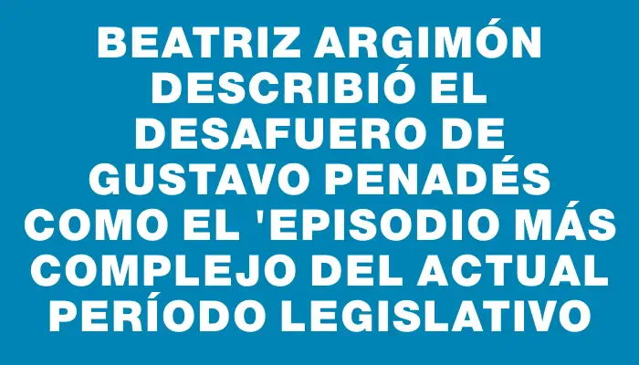 Beatriz Argimón describió el desafuero de Gustavo Penadés como el "episodio más complejo del actual período legislativo