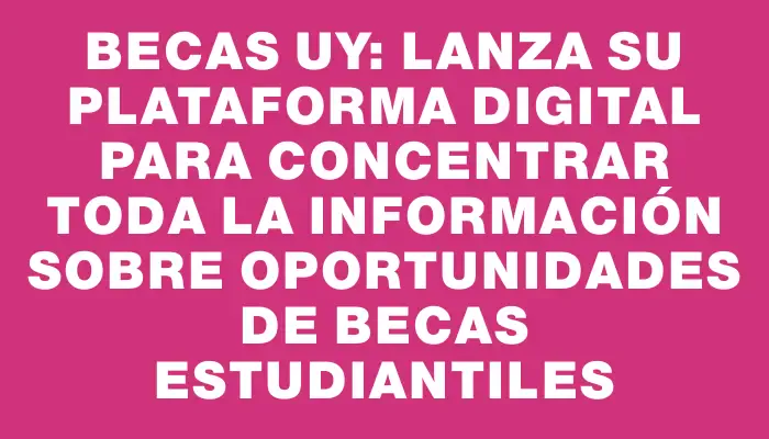 Becas Uy: lanza su plataforma digital para concentrar toda la información sobre oportunidades de becas estudiantiles