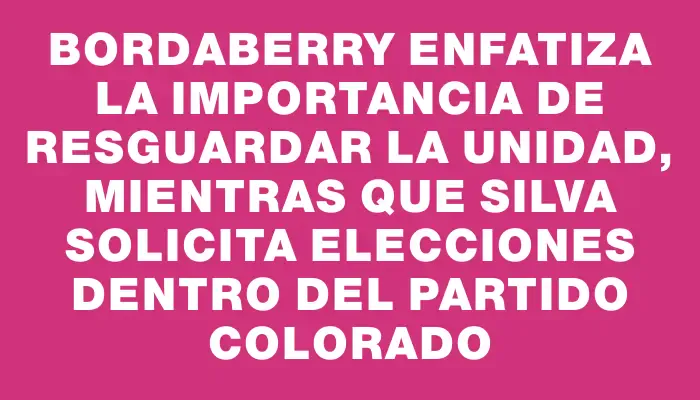 Bordaberry enfatiza la importancia de resguardar la unidad, mientras que Silva solicita elecciones dentro del Partido Colorado