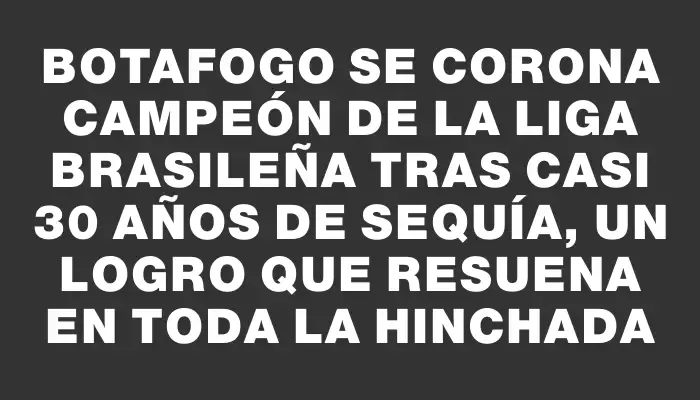 Botafogo se corona campeón de la liga brasileña tras casi 30 años de sequía, un logro que resuena en toda la hinchada