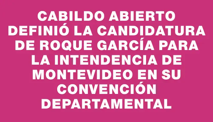 Cabildo Abierto definió la candidatura de Roque García para la Intendencia de Montevideo en su Convención Departamental