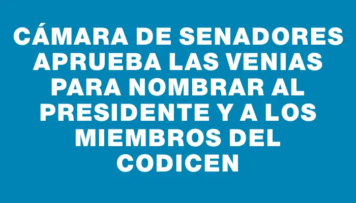 Cámara de Senadores aprueba las venias para nombrar al presidente y a los miembros del Codicen