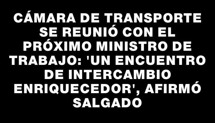 Cámara de Transporte se reunió con el próximo ministro de Trabajo: "Un encuentro de intercambio enriquecedor", afirmó Salgado