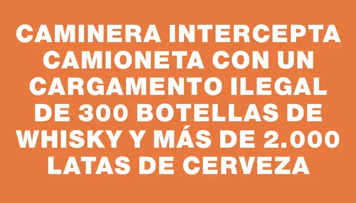 Caminera intercepta camioneta con un cargamento ilegal de 300 botellas de whisky y más de 2.000 latas de cerveza