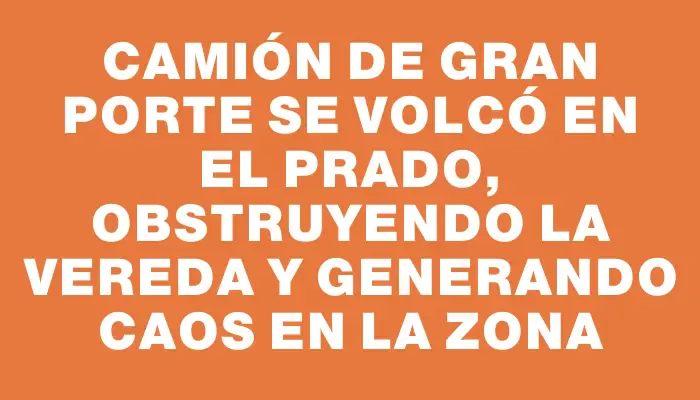 Camión de gran porte se volcó en el Prado, obstruyendo la vereda y generando caos en la zona