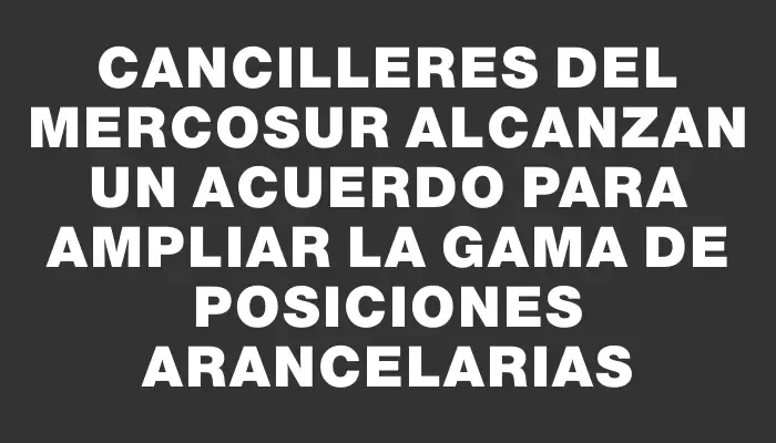 Cancilleres del Mercosur alcanzan un acuerdo para ampliar la gama de posiciones arancelarias