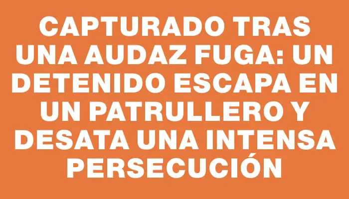 Capturado tras una audaz fuga: un detenido escapa en un patrullero y desata una intensa persecución