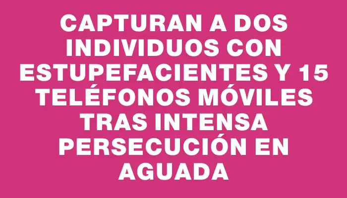 Capturan a dos individuos con estupefacientes y 15 teléfonos móviles tras intensa persecución en Aguada