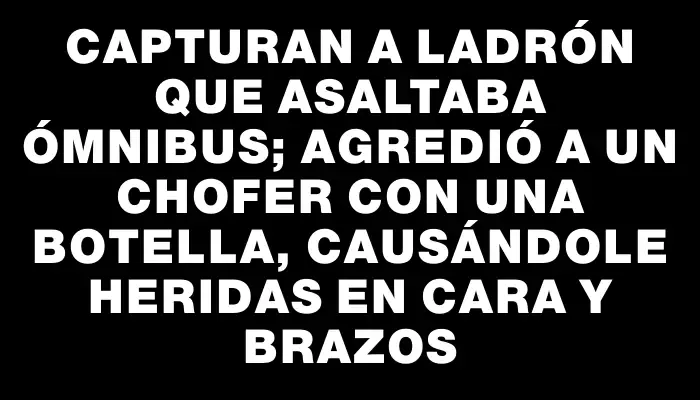 Capturan a ladrón que asaltaba ómnibus; agredió a un chofer con una botella, causándole heridas en cara y brazos