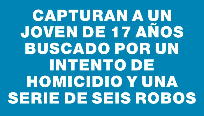Capturan a un joven de 17 años buscado por un intento de homicidio y una serie de seis robos
