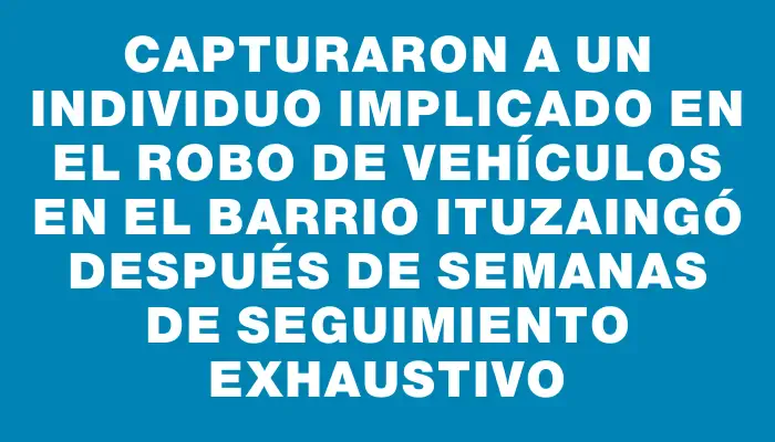 Capturaron a un individuo implicado en el robo de vehículos en el Barrio Ituzaingó después de semanas de seguimiento exhaustivo