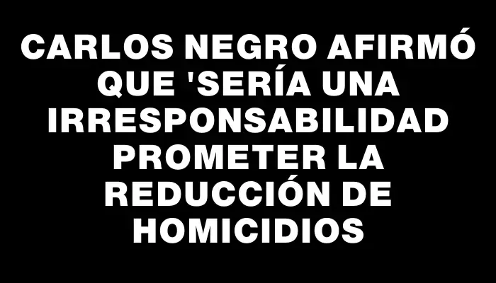 Carlos Negro afirmó que "sería una irresponsabilidad prometer la reducción de homicidios