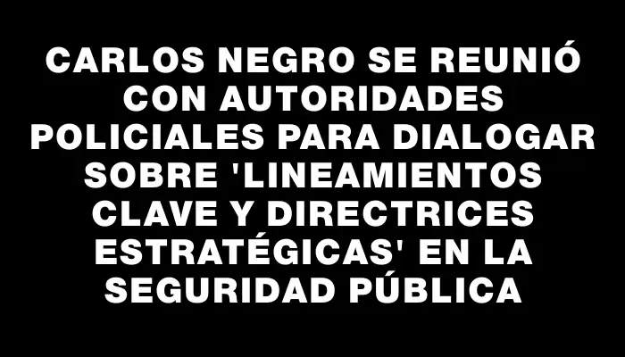 Carlos Negro se reunió con autoridades policiales para dialogar sobre "lineamientos clave y directrices estratégicas" en la seguridad pública