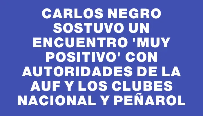 Carlos Negro sostuvo un encuentro "muy positivo" con autoridades de la Auf y los clubes Nacional y Peñarol