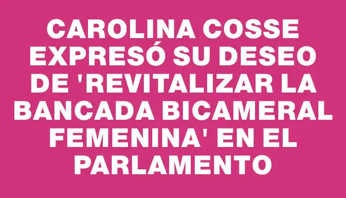 Carolina Cosse expresó su deseo de "revitalizar la bancada bicameral femenina" en el Parlamento