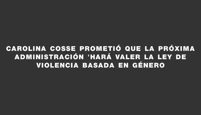 Carolina Cosse prometió que la próxima administración "hará valer la Ley de Violencia Basada en Género