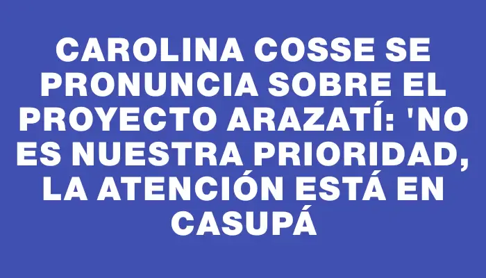 Carolina Cosse se pronuncia sobre el proyecto Arazatí: "No es nuestra prioridad, la atención está en Casupá