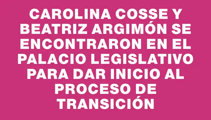 Carolina Cosse y Beatriz Argimón se encontraron en el Palacio Legislativo para dar inicio al proceso de transición