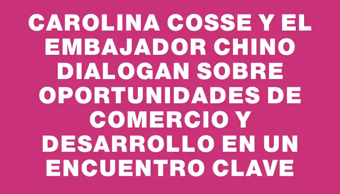 Carolina Cosse y el embajador chino dialogan sobre oportunidades de comercio y desarrollo en un encuentro clave