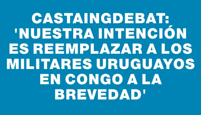 Castaingdebat: 'Nuestra intención es reemplazar a los militares uruguayos en Congo a la brevedad'