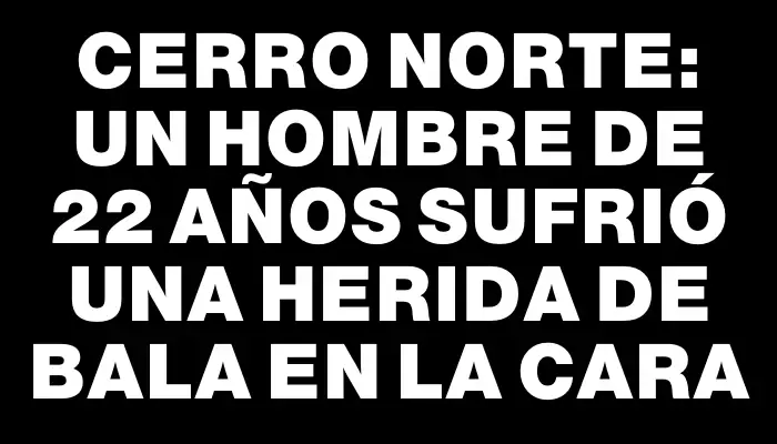 Cerro Norte: un hombre de 22 años sufrió una herida de bala en la cara