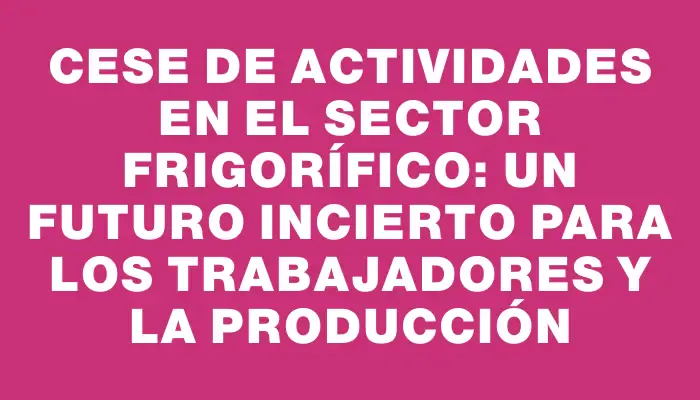 Cese de actividades en el sector frigorífico: un futuro incierto para los trabajadores y la producción