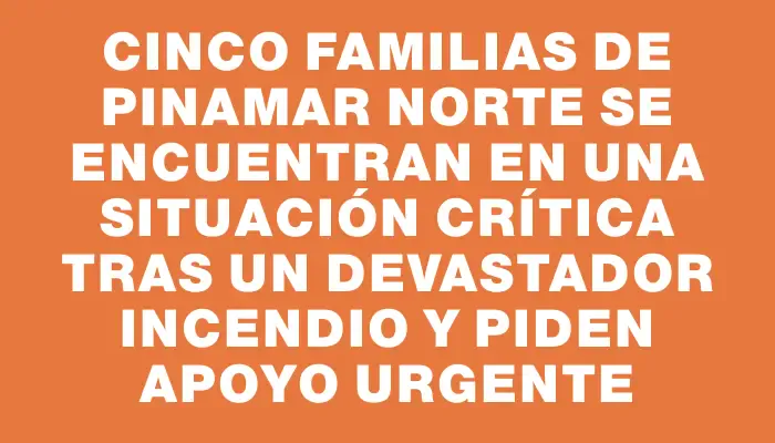 Cinco familias de Pinamar Norte se encuentran en una situación crítica tras un devastador incendio y piden apoyo urgente