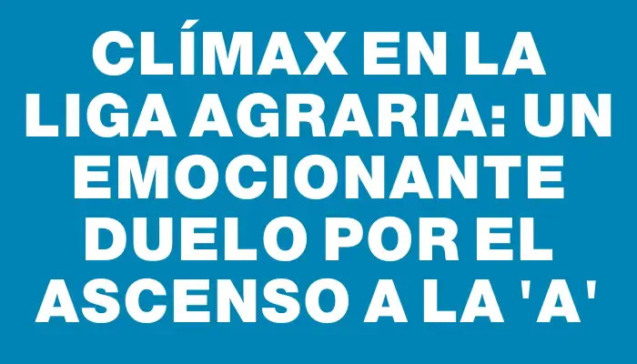 Clímax en la Liga Agraria: un emocionante duelo por el ascenso a la ‘a’