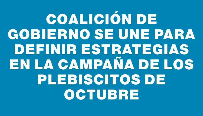 Coalición de gobierno se une para definir estrategias en la campaña de los plebiscitos de octubre