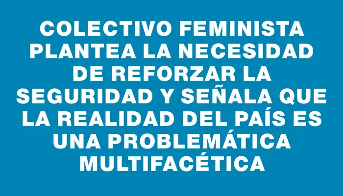 Colectivo feminista plantea la necesidad de reforzar la seguridad y señala que la realidad del país es una problemática multifacética