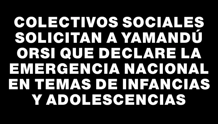 Colectivos sociales solicitan a Yamandú Orsi que declare la emergencia nacional en temas de infancias y adolescencias
