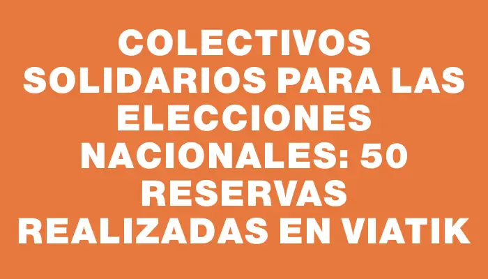 Colectivos solidarios para las Elecciones Nacionales: 50 reservas realizadas en Viatik