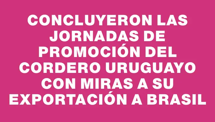 Concluyeron las jornadas de promoción del cordero uruguayo con miras a su exportación a Brasil