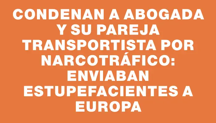 Condenan a abogada y su pareja transportista por narcotráfico: enviaban estupefacientes a Europa