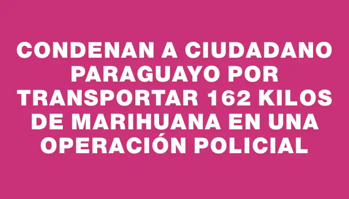 Condenan a ciudadano paraguayo por transportar 162 kilos de marihuana en una operación policial