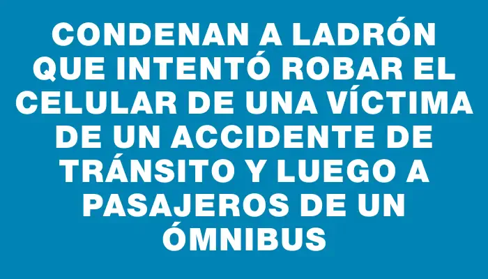 Condenan a ladrón que intentó robar el celular de una víctima de un accidente de tránsito y luego a pasajeros de un ómnibus