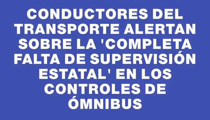 Conductores del Transporte alertan sobre la "completa falta de supervisión estatal" en los controles de ómnibus