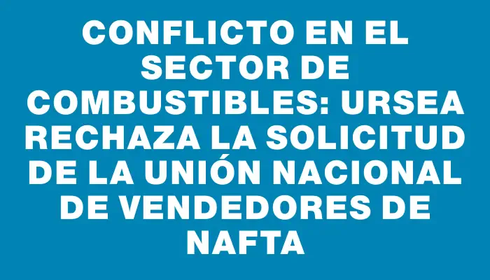 Conflicto en el sector de combustibles: Ursea rechaza la solicitud de la Unión Nacional de Vendedores de Nafta