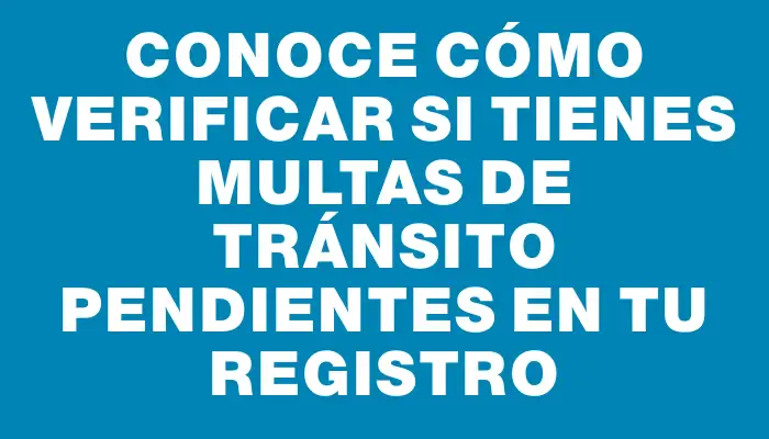 Conoce cómo verificar si tienes multas de tránsito pendientes en tu registro