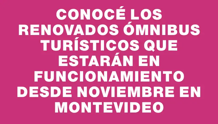 Conocé los renovados ómnibus turísticos que estarán en funcionamiento desde noviembre en Montevideo